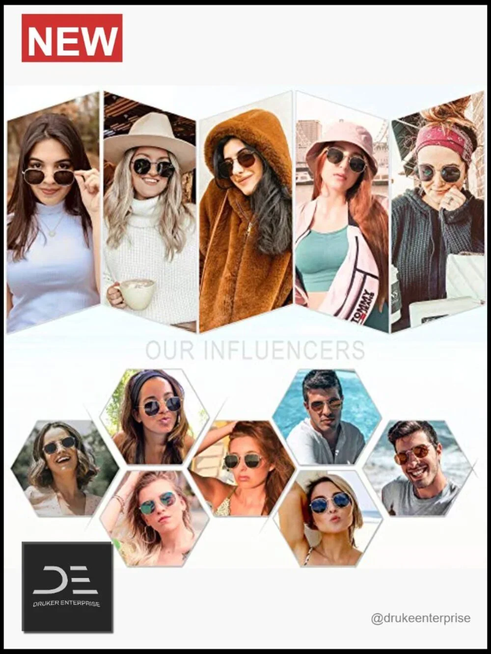 Square Polarized Sunglasses for Women Men Hexagonal Polygon UV400 Metal Frame